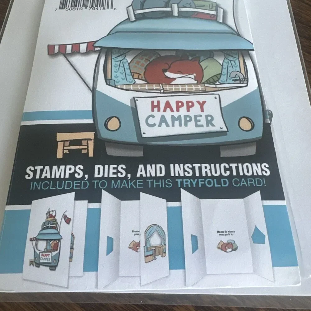 Art Impressions Happy Camper Clear Stamp Metal Cutting Die Set Tryfolds